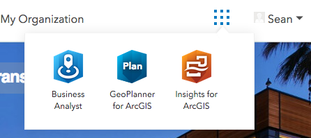 Portal for ArcGIS Apps menu